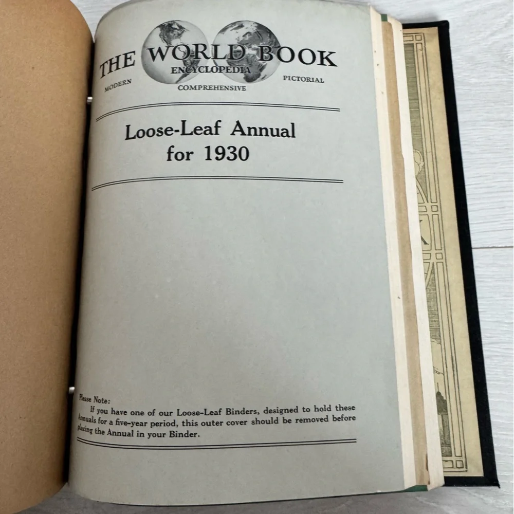 Vintage The World Book Loose Leaf Annual Book Binder 1928-1931 - Picture 6 of 14
